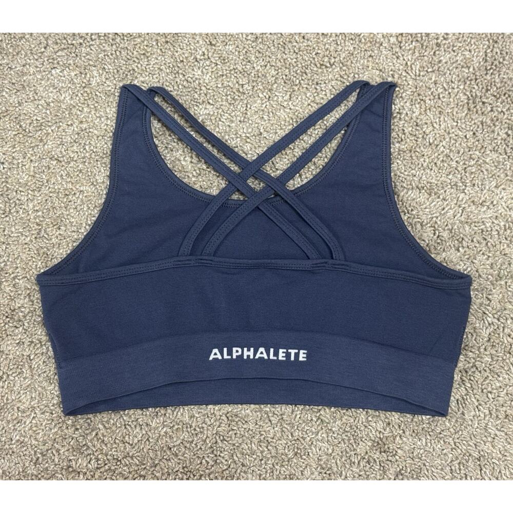 ALPHALETE Scrunch Butt Leggings Sports Bra Set Navy Blue Women’s Activewear Sz M - Picture 7 of 8